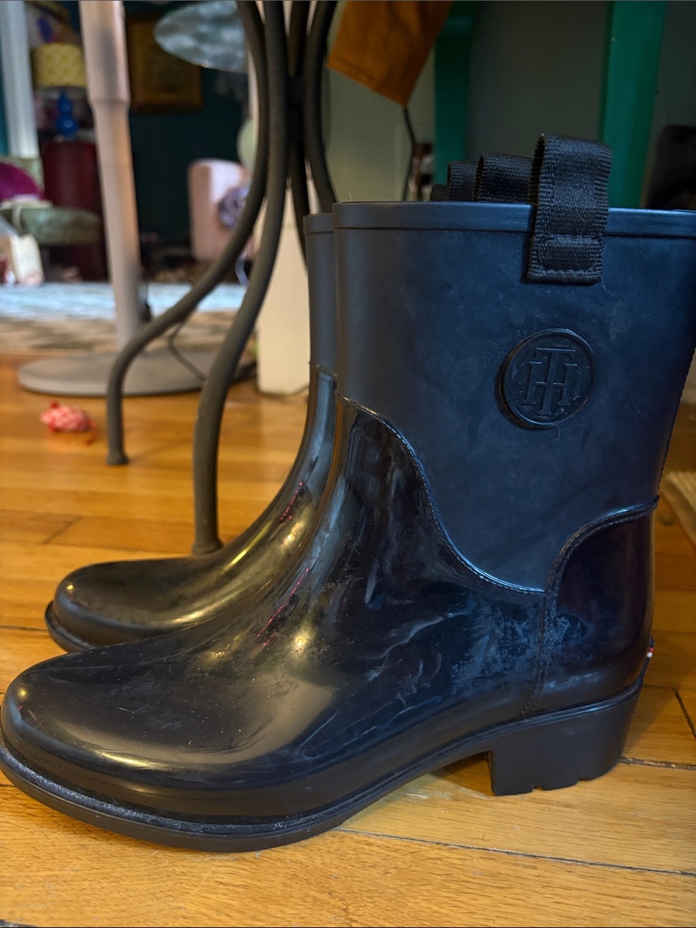 Tommy Hilfiger Black Short Rain Boots